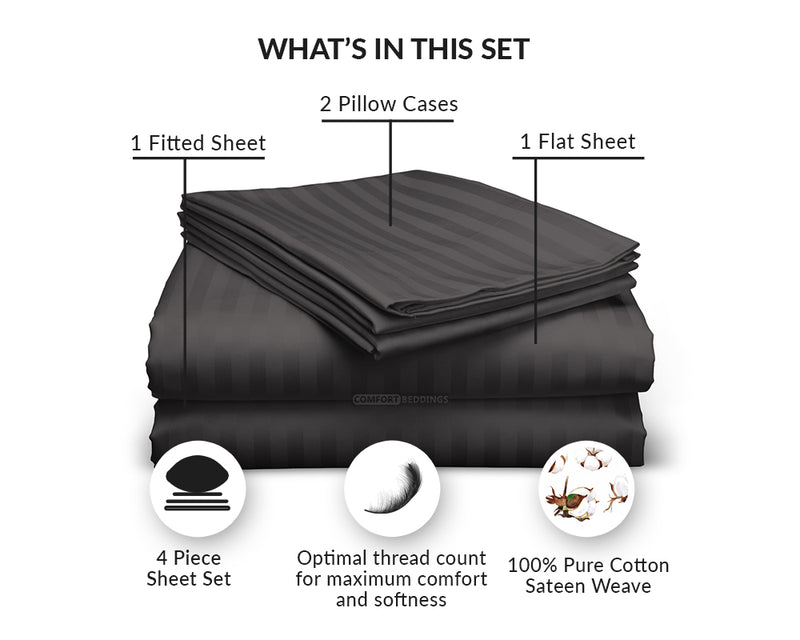 Dark Gray Striped RV Sheet Set