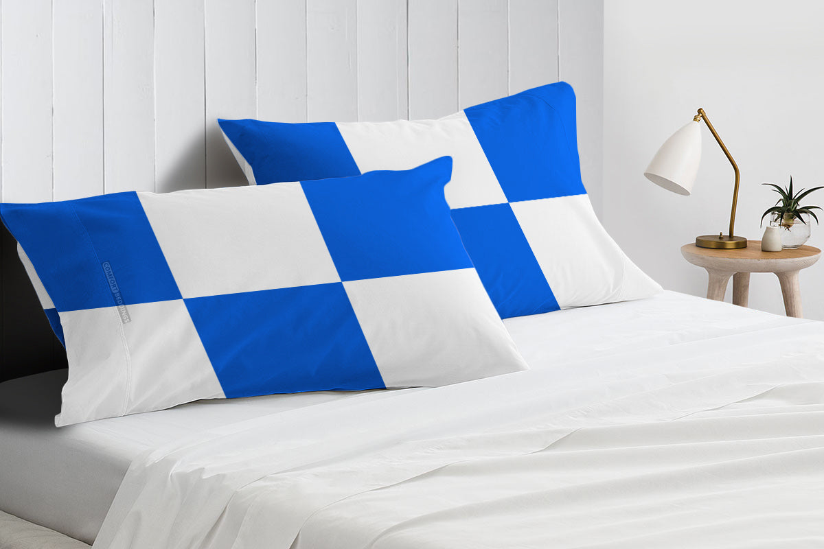 Luxurious Royal blue - white chex pillowcases