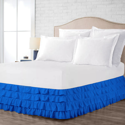 Royal Blue Waterfall Ruffled Bed Skirt 600TC