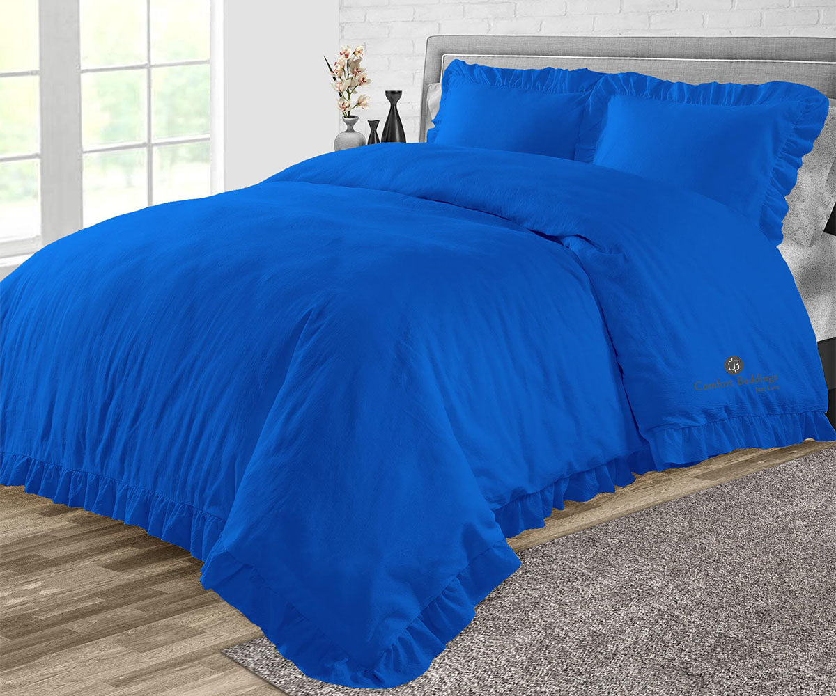 Royal Blue Trimmed Ruffle Duvet Cover