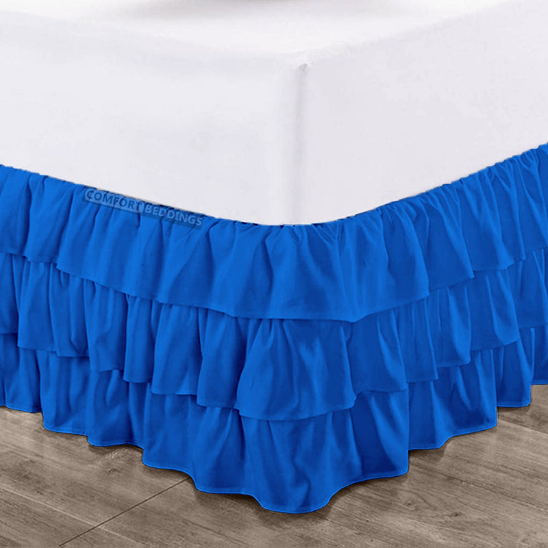 Royal Blue Multi Ruffle Bed Skirt