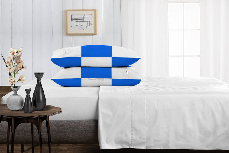 Luxurious Royal blue - white chex pillowcases