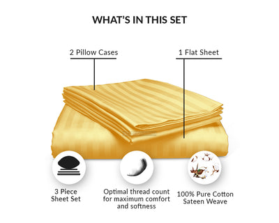 Golden Stripe Flat Sheet Set