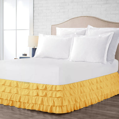 Top Quality Golden Waterfall Ruffled Bed Skirt