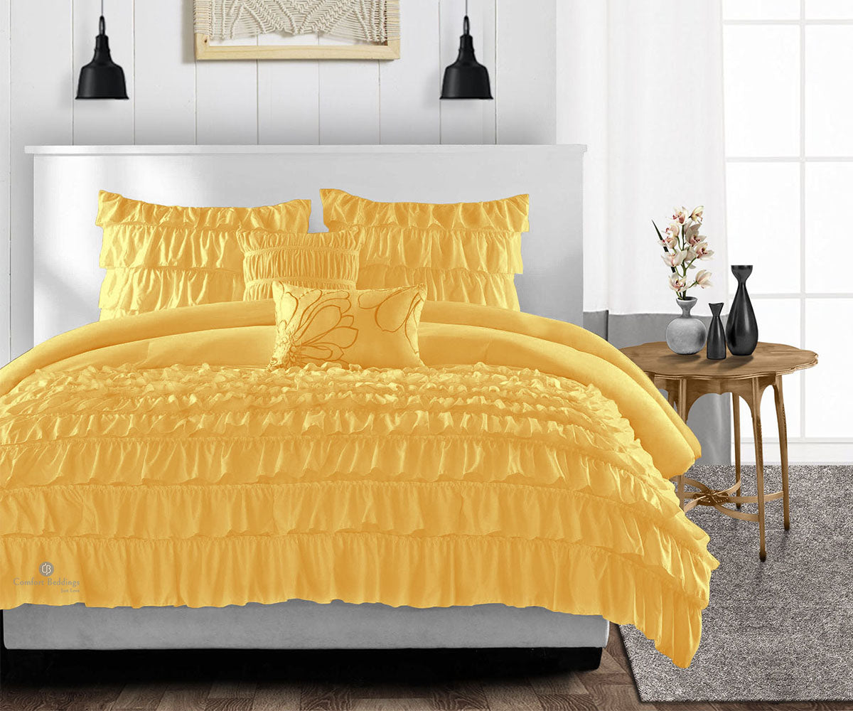 Golden Ruffle Comforter