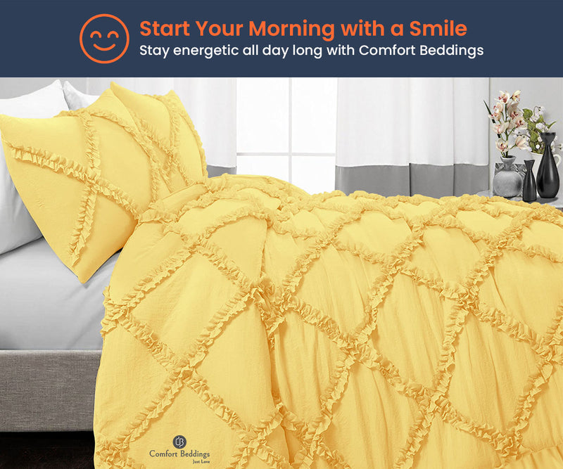 Golden Diamond Ruffle Comforter