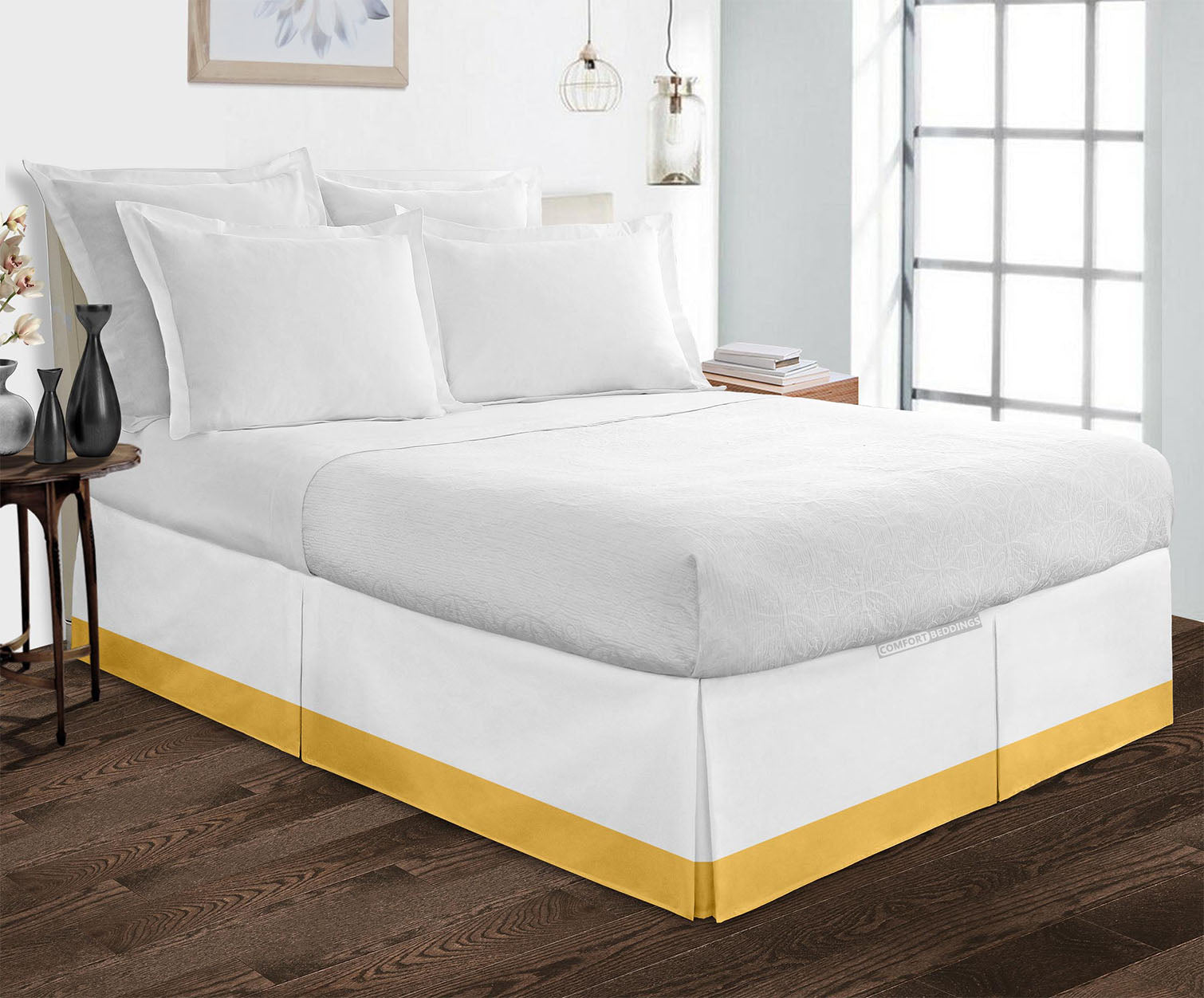Egyptian cotton Golden two tone bed skirt