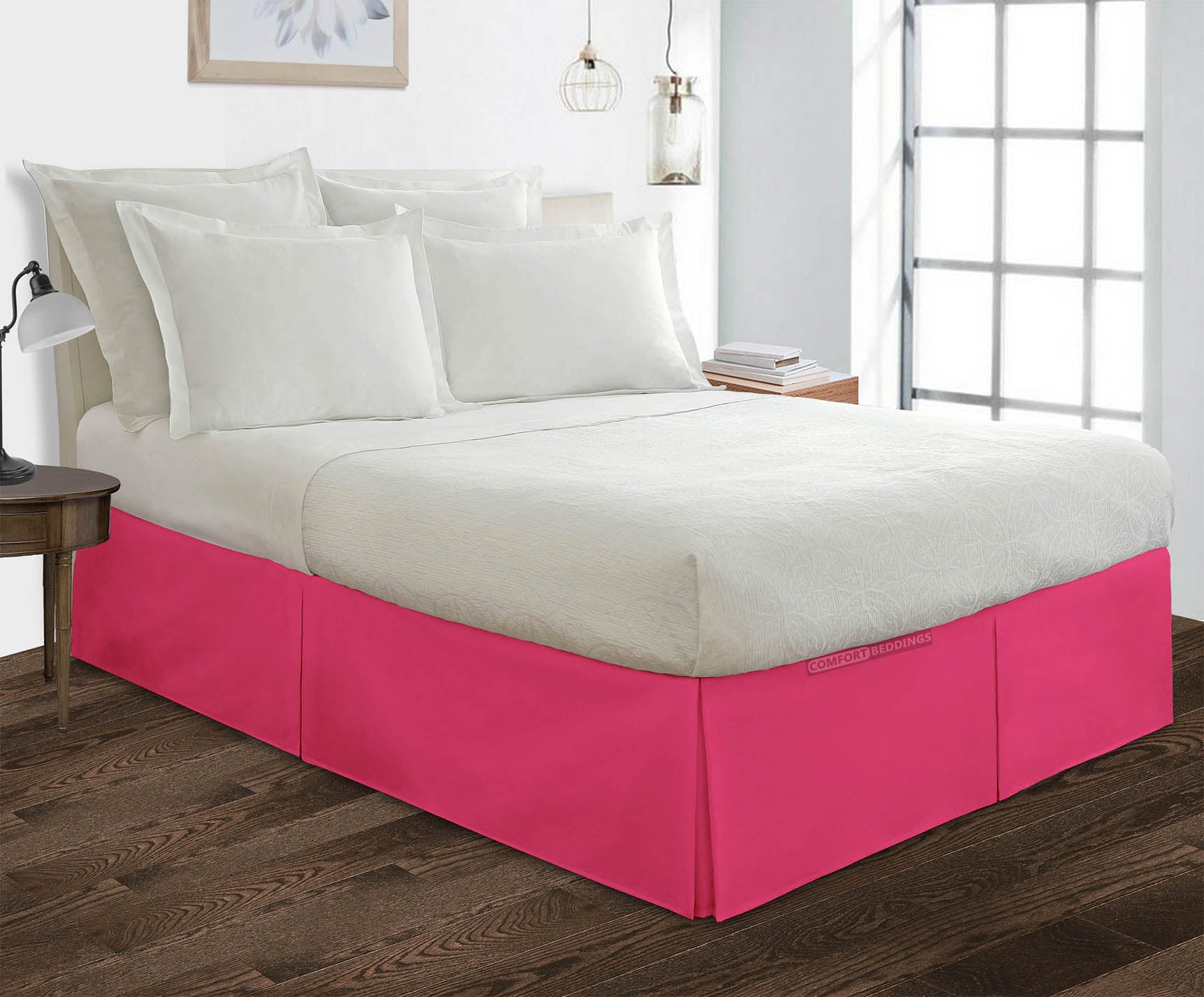 Hot Pink Pleated Bed Skirt