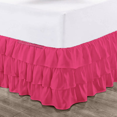 Hot Pink Multi Ruffled bed skirt