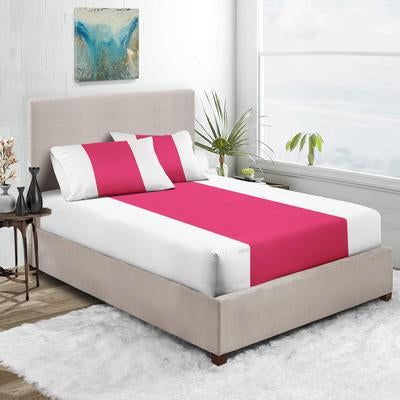 Hot Pink & White Contrast Fitted Sheet 