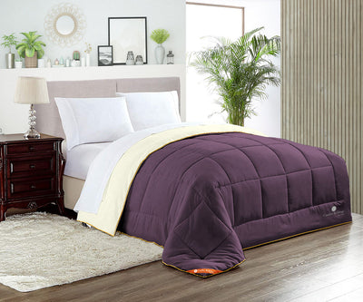 Ivory and Plum Reversible Comforter