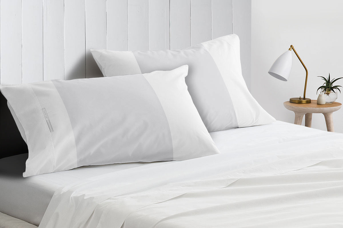 Light Grey with White Contrast Pillowcases
