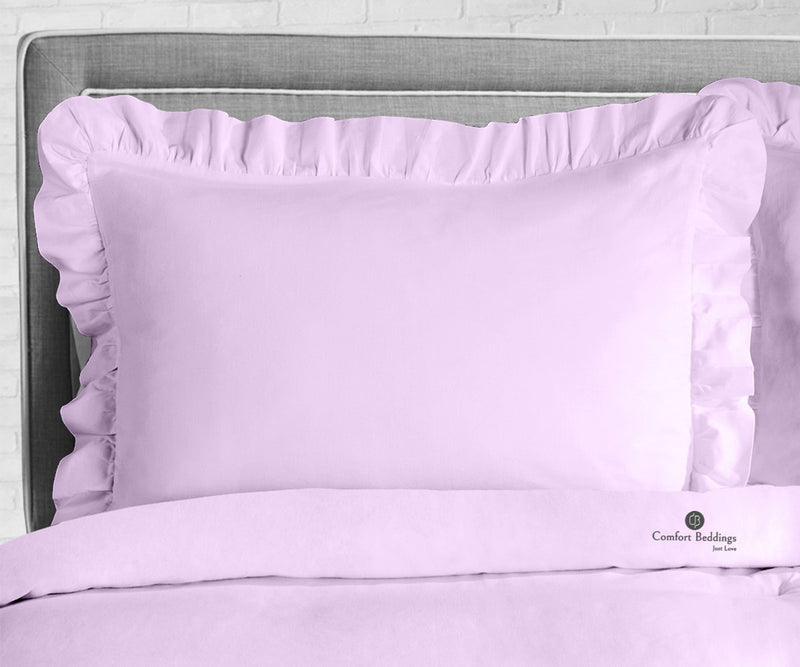 Lilac Trimmed Ruffle Duvet Cover 