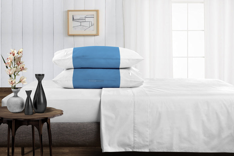 Mediterranean Blue with White Contrast Pillowcases