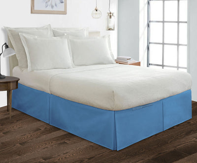 Mediterranean Blue Pleated Bed Skirts