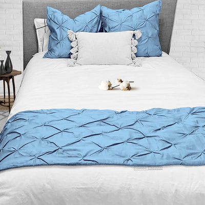 Mediterranean Blue Pinch Bed Runner Set