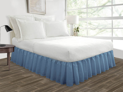 Mediterranean Blue Ruffled bed skirt