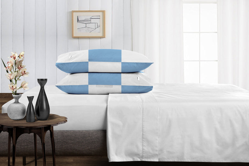 Luxury Mediterranean blue - white chex pillowcases