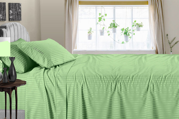 Luxury Moss Green Stripe Sheet Set 100% Egyptian Cotton