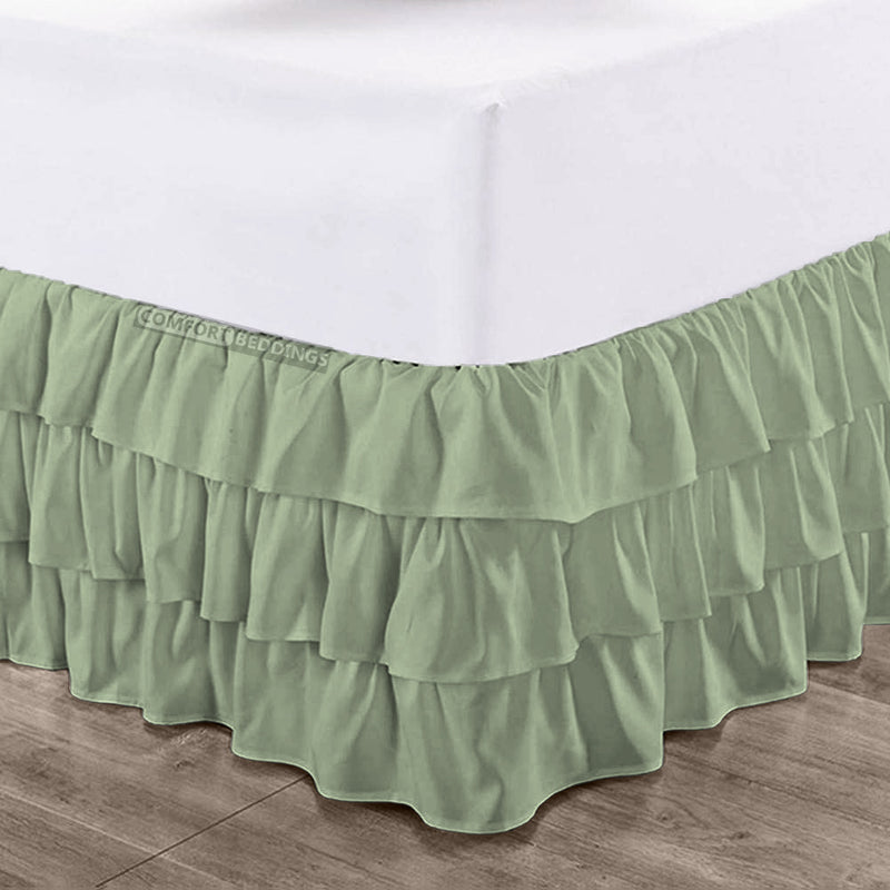 Moss Multi Ruffle Bed Skirt