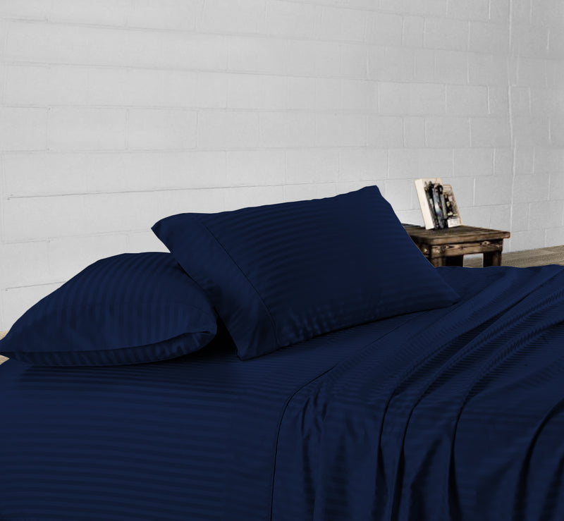 navy blue stripe waterbed sheets set