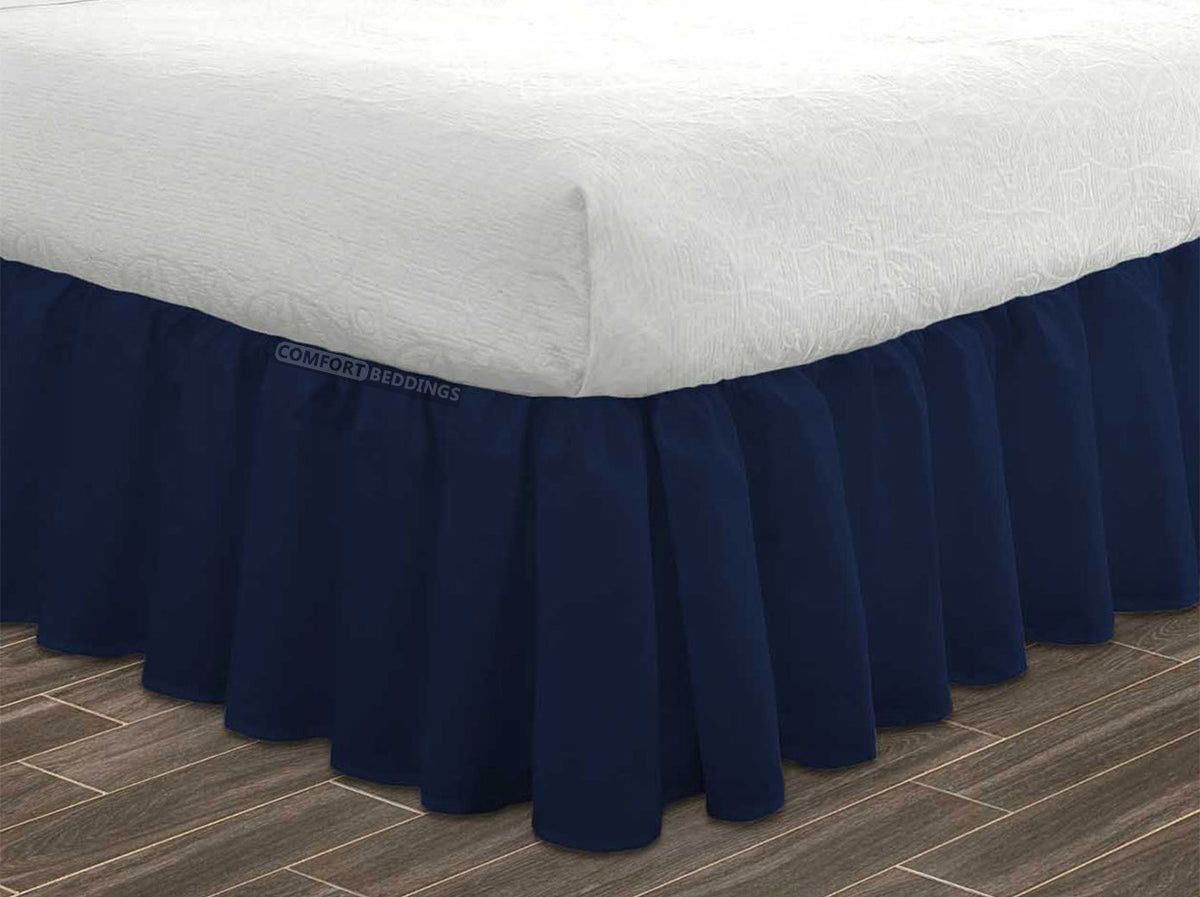 Luxury Navy Blue Ruffle Bed Skirt 20% OFF – Comfort Beddings