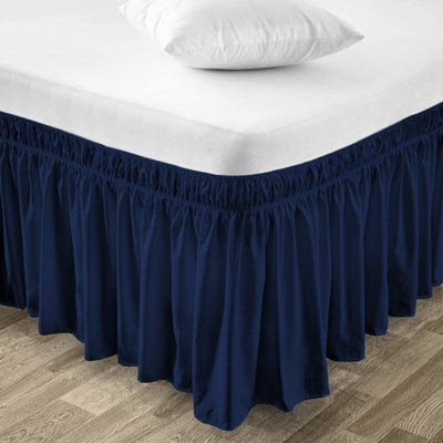 navy blue king size wrap-around bed skirt