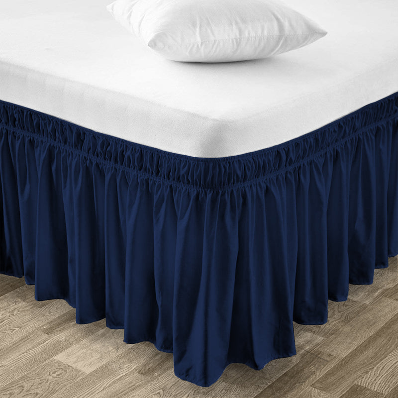 navy blue wrap-around bed skirt