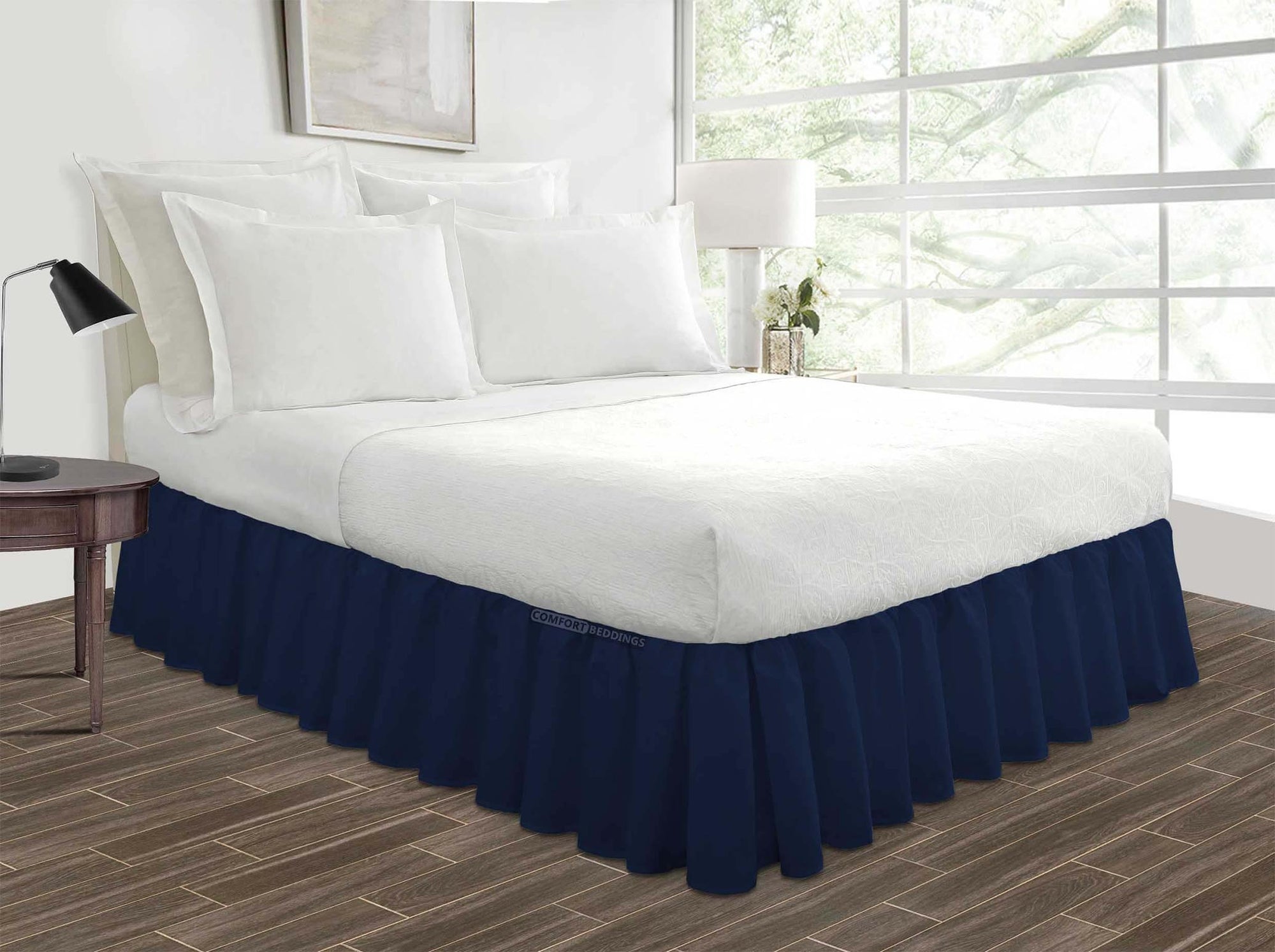 Navy Blue Ruffle Bed Skirt