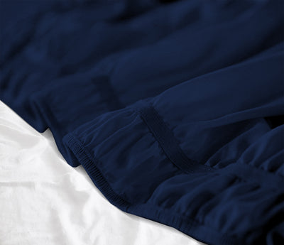 navy blue wrap-around bed skirts