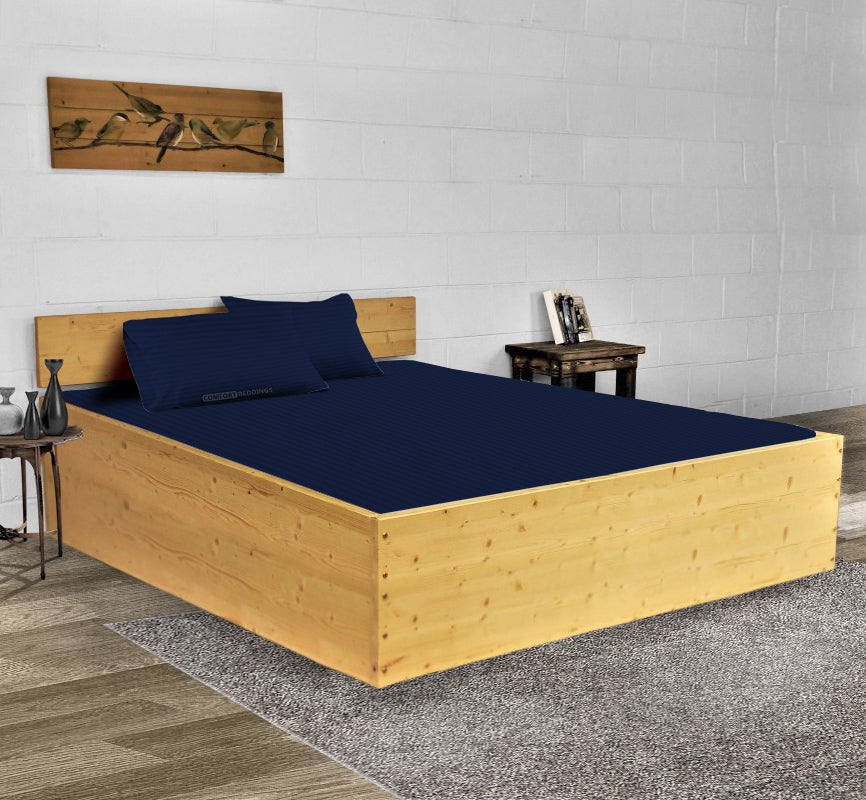 navy blue stripe waterbed sheets set