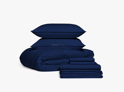 dark blue bedding