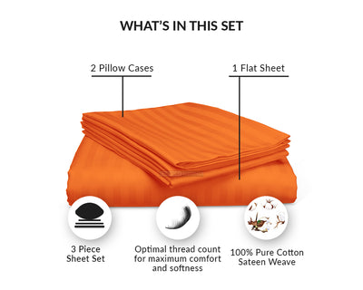 Orange Stripe Flat Sheet Set