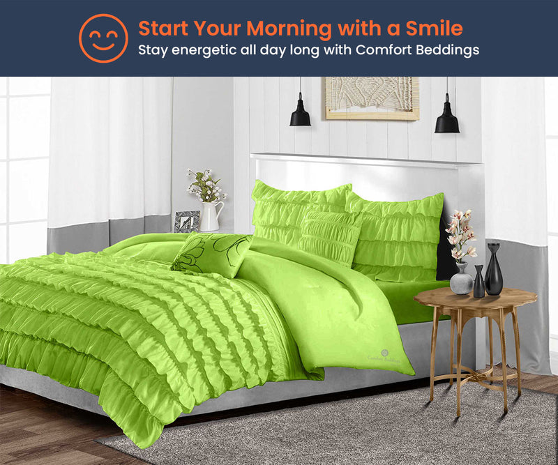 Parrot Green Ruffle comforter