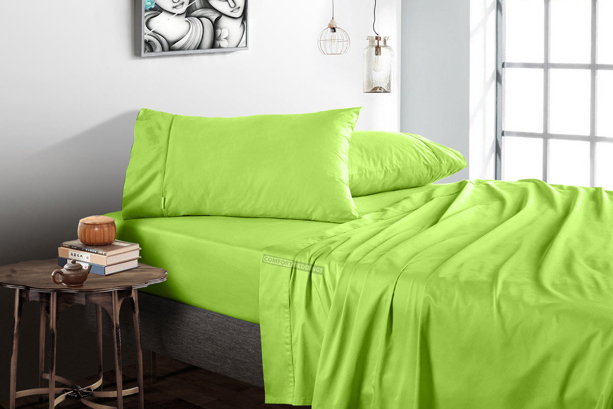 Parrot green flat sheets set