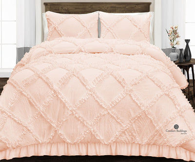 Peach Diamond Ruffle Comforter
