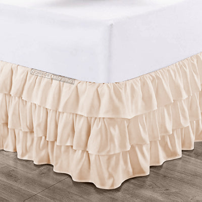 Peach Multi Ruffled bed skirt