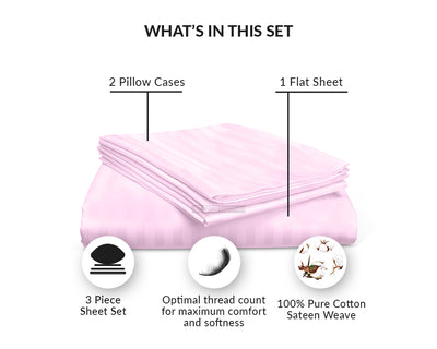 Pink Stripe Flat Sheet Set