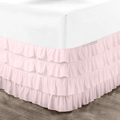 Luxury Pink Waterfall Ruffled Bed Skirt 600TC