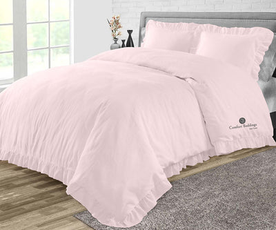 Pink Trimmed Ruffled Duvet Covers