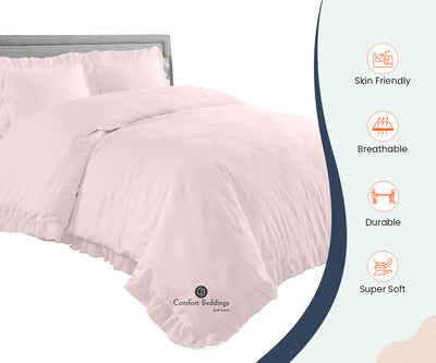 Pink Trimmed Ruffled Duvet Covers