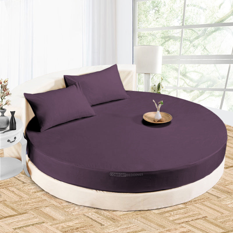 Plum Round Bed Sheets