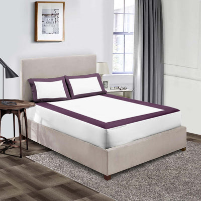 1000TC Plum  - White two tone fitted sheets
