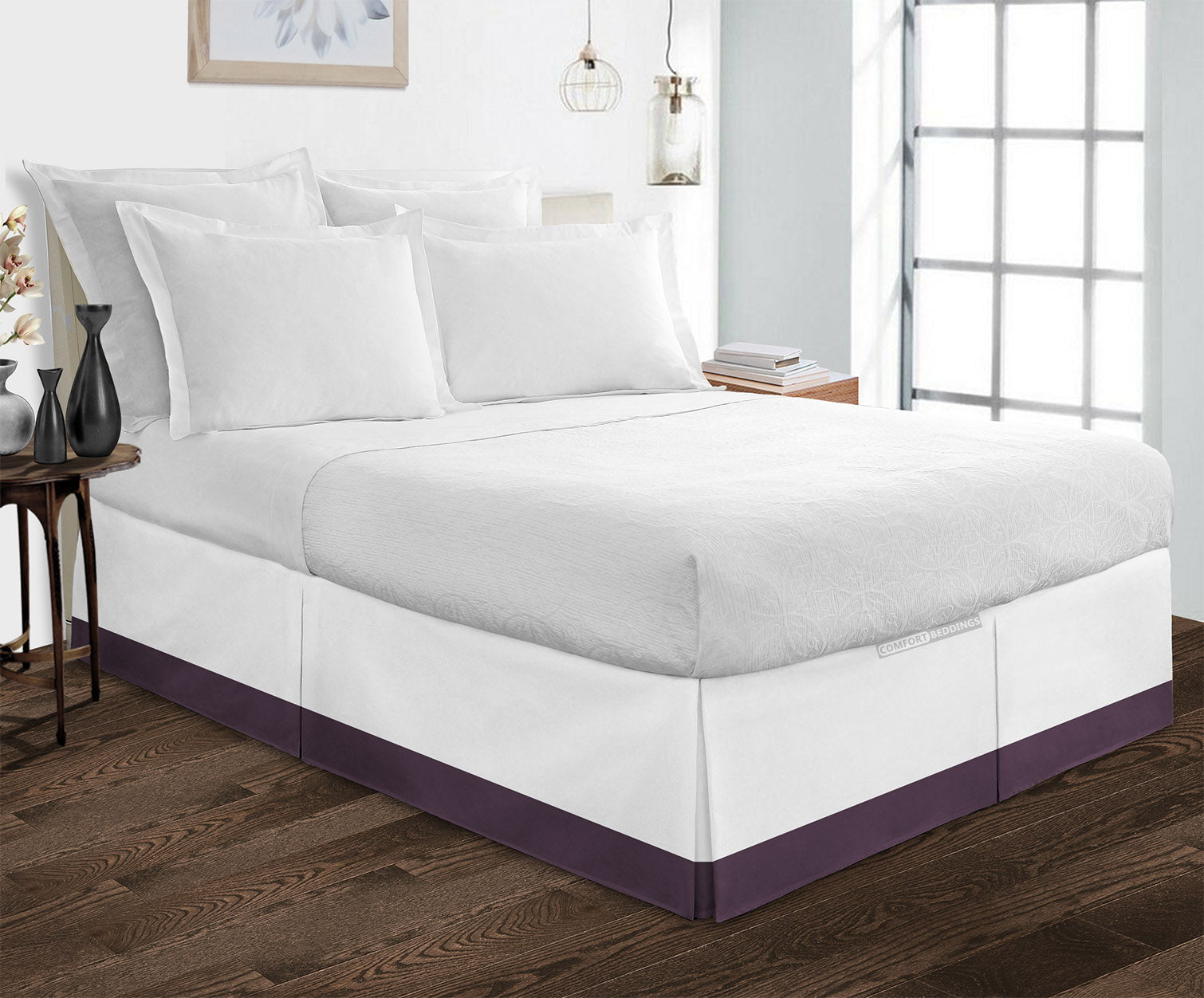 600TC Plum two tone bed skirt