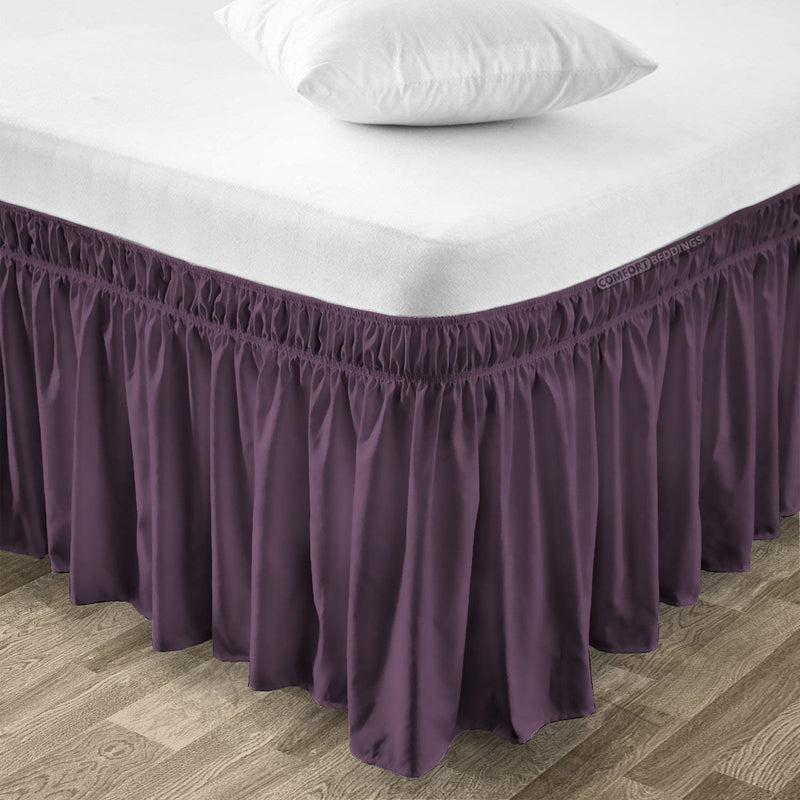 Plum wrap-around bed skirt