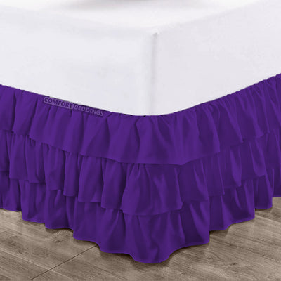 Purple Multi Ruffled bed skirt