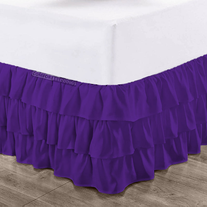 Purple Multi Ruffle bed skirt