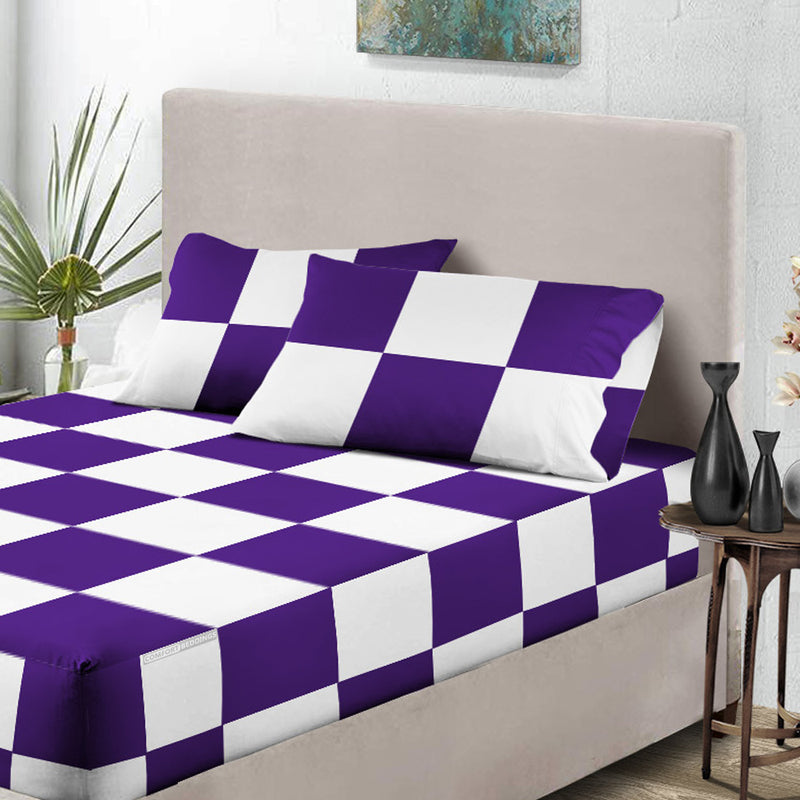 Purple - White Chex Fitted Sheets