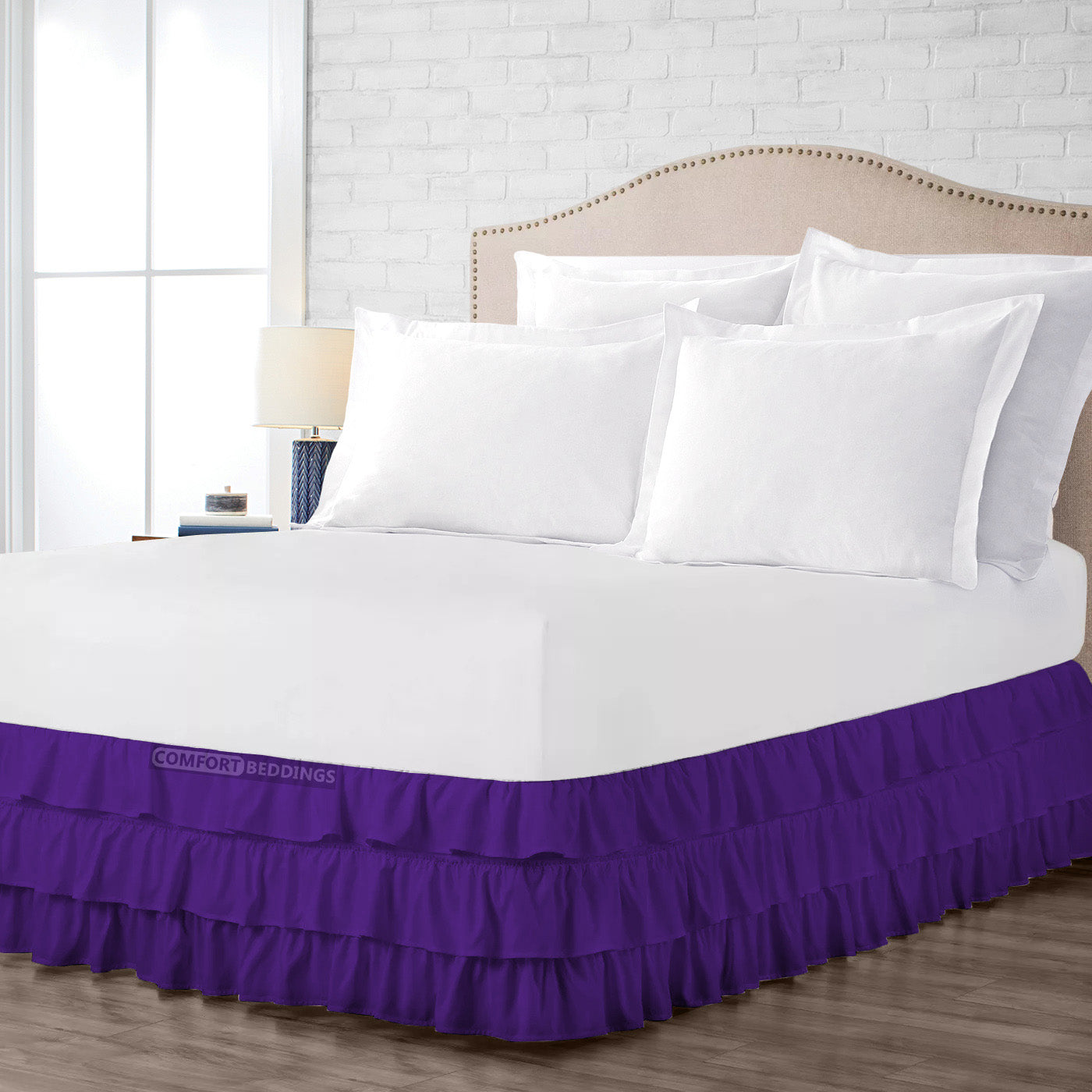 Purple Multi Ruffle bed skirt