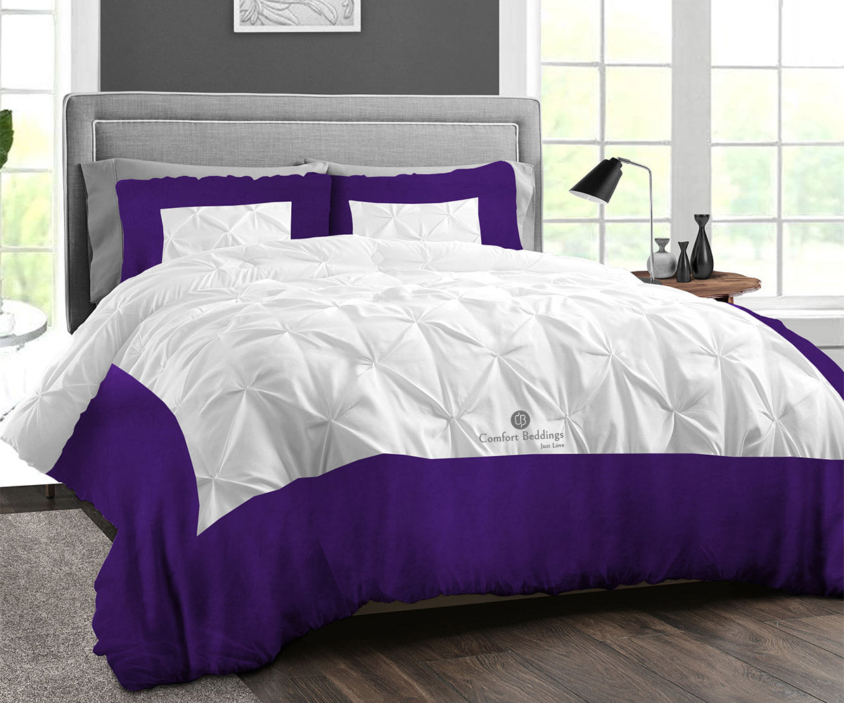 Top Rated Purple 3 Piece Dual Tone Half Pinch Duvet Cover